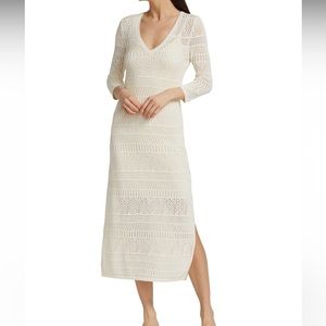 Rag and Bone Renee Long Sleeve Crochet MIDI Dress Coverup